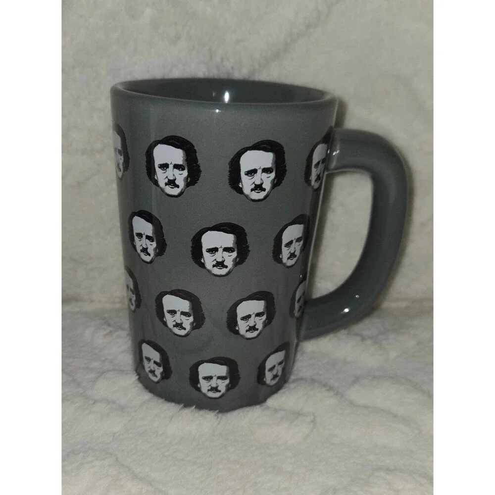 Out of Print Edgar Allan Poe-ka Dots Grey Ceramic Mug